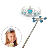 Nessiworld Blue Pom-Pom Frozen Elsa Wand and Blue Heart Stone Elsa Crown
